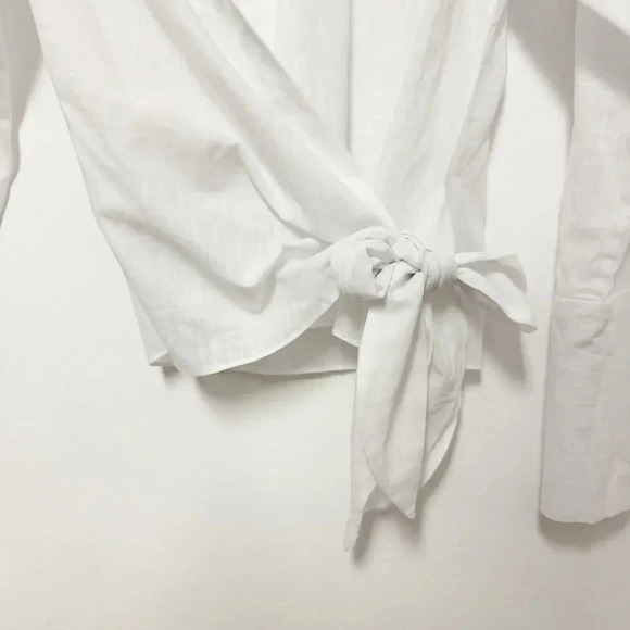 NWT $360 Mother of All Gisele Cotton Wrap Top - Button-Up Collared Blouse Shirt - Picture 7 of 9